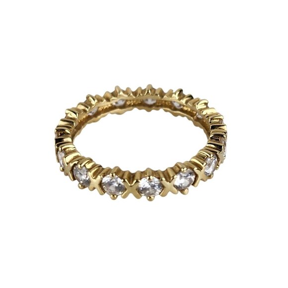 14K Yellow Gold Cubic Zirconia Round Eternity Ring Size 8 - Picture 5 of 5